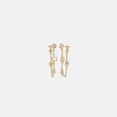 Shop Coach Signature Crystal Chain Earrings In Beige