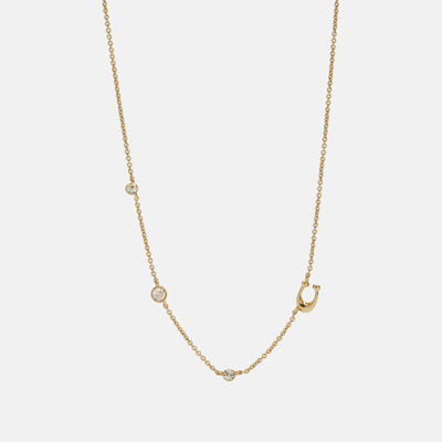 Shop Coach Signature Crystal Necklace In Beige