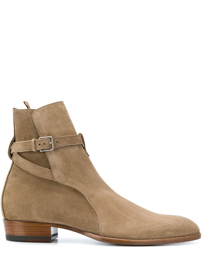 Shop Saint Laurent Stivali Wyatt 30 Jodhpur In Beige