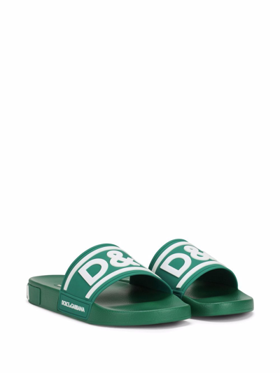 Shop Dolce & Gabbana Ciabatte Con Logo Dg In Green