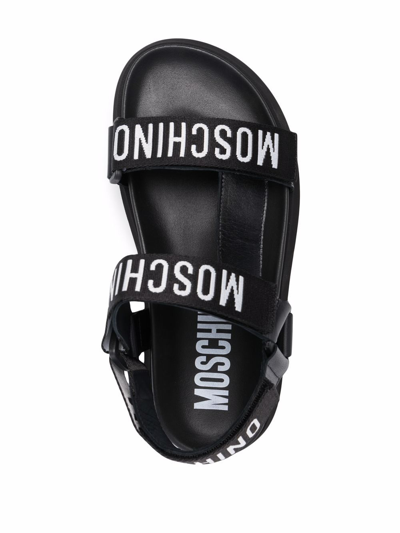 Moschino Logo Touch Strap Sandals In Black | ModeSens