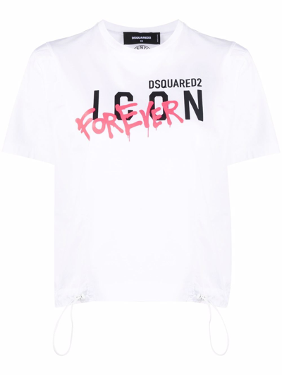 Shop Dsquared2 T-shirt Icon 4ever In White