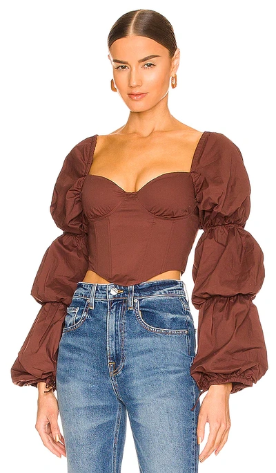 Shop Majorelle Tawny Corset Top In Chocolate