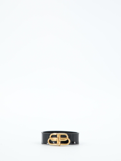 Shop Balenciaga Bb Thin Bracelet In Black