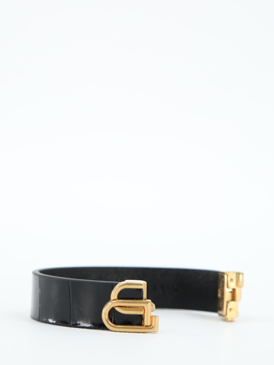 Shop Balenciaga Bb Thin Bracelet In Black