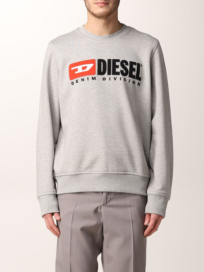 Shop Diesel Sweatshirt S-ginn-div  With Logo In Grey