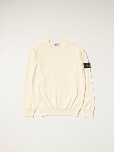 Shop Stone Island Junior Cotton Sweater In Yellow Cream