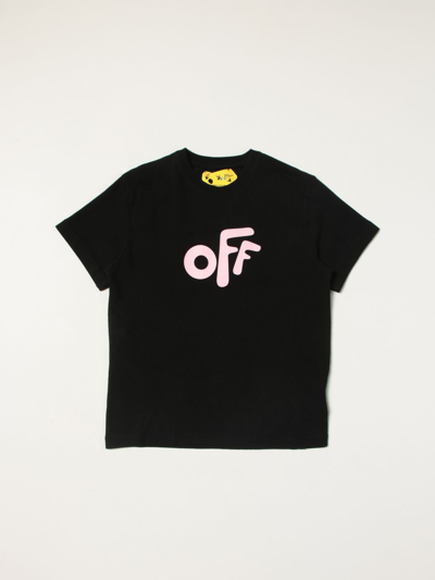 Shop Off-white Cotton T-shirt With Back Print In Black