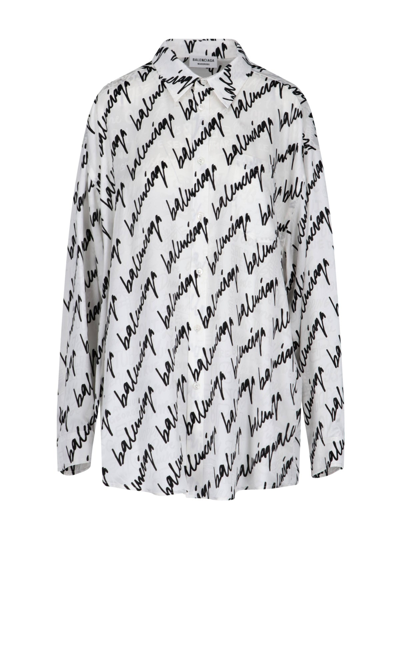 Shop Balenciaga New Scribble Printed Shirt In Multi