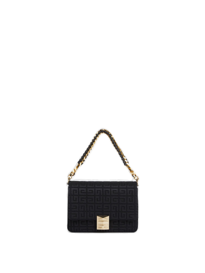 Shop Givenchy Medium 4g Embroidered Chained Shoulder Bag In Black