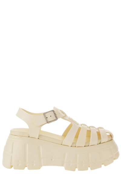 Shop Miu Miu Ankle Strapped Caged Sandals In White