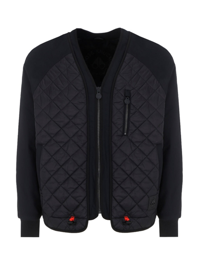 Shop Moose Knuckles Diamond Quilted Zipped Puffer Jacket In Black