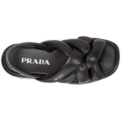 Shop Prada Women's Leather Sandals In Black