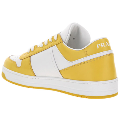 Shop Prada Men's Shoes Leather Trainers Sneakers  Downtown In White