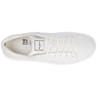 Shop Balmain Men's Shoes Leather Trainers Sneakers  B-court In White