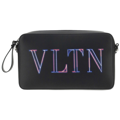 Shop Valentino Men's Leather Cross-body Messenger Shoulder Bag  Vltn Neon In Black
