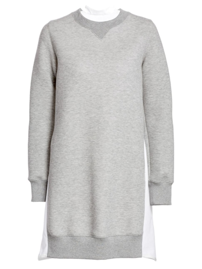 Shop Sacai Sponge Sweaterdress In Light Grey