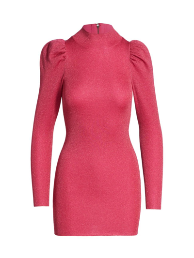 Shop Alice And Olivia Women's Issa Puff-sleeve Minidress In Wild Pink Metallic