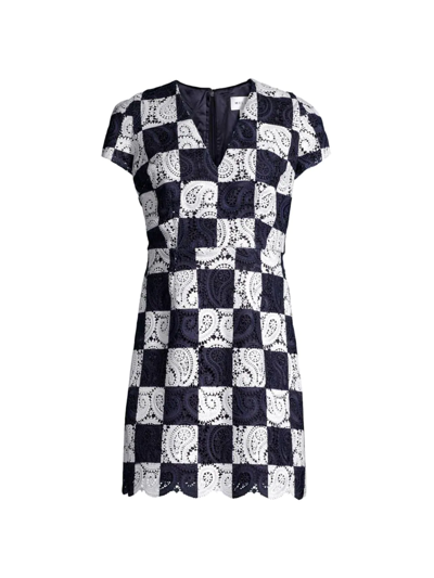 Shop Milly Women's Atalie Checkerboard Minidress In Navy Ecru