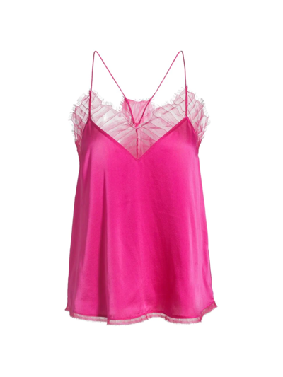 Shop Iro Women's Berwyn Tulle Lace & Silk Cami In Candy Pink
