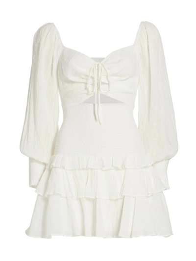 Shop Astr Women's Marietta Puff-sleeve Minidress In White