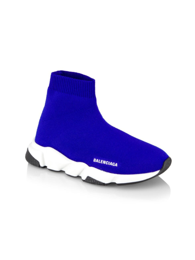 Shop Balenciaga Little Kid's & Kid's Speed Lu Sock Sneakers In Dark Blue