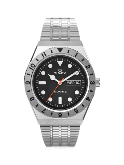 Shop Timex Men's Q  Reissue Stainless Steel Bracelet Watch In Silver Black
