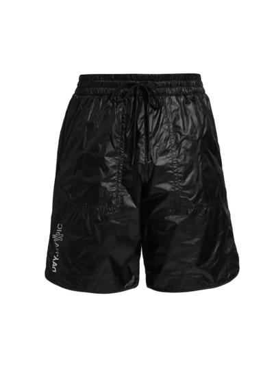 Shop Moncler Men's Day-namic Glossy Nylon Shorts In Black