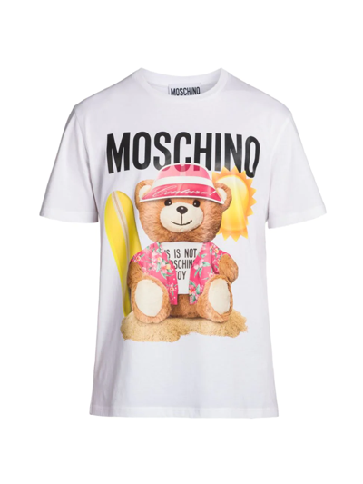 Shop Moschino Teddy Bear Logo T-shirt In Fantasy Print White