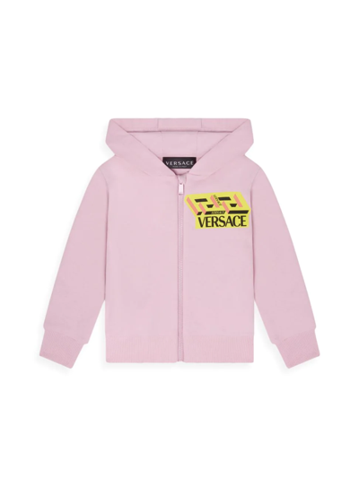 Shop Versace Baby Girl's La Greca Logo Hoodie In Pink