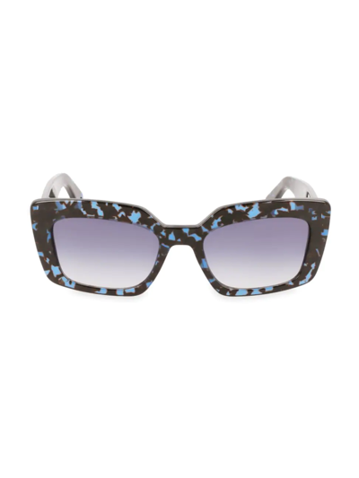 Shop Lanvin Women's Mother & Child 55mm Rectangular Sunglasses In Blue Havana