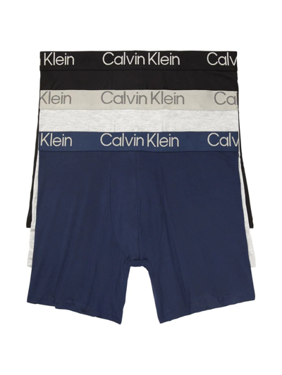 Shop Calvin Klein Men's Ultra-soft Modern 3-piece Boxer Brief Set In Black Blue Grey Heather