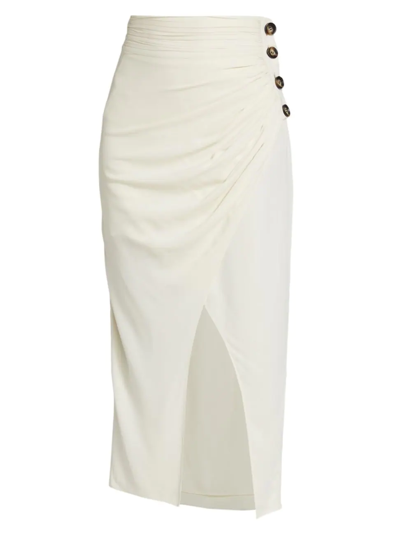 Shop Self-portrait Women's Wrap Midi Skirt In Ivory