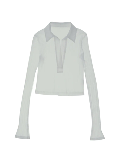 Shop Helmut Lang Women's Cotton Crop Polo Top In White