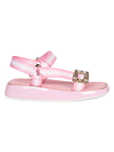 Shop Roger Vivier Women's Vivier Slide Trekky Buckle Sandals In Pink