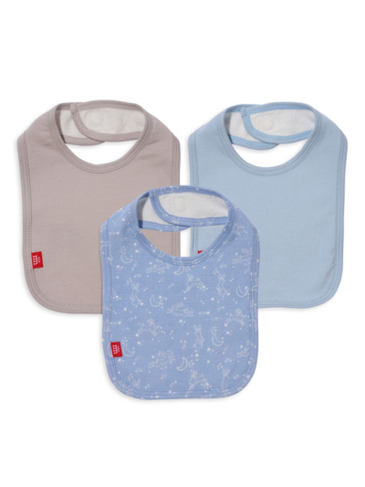 Shop Magnetic Me Baby's 3-pack Bunnymoon Magnetic Bibs Set In Blue