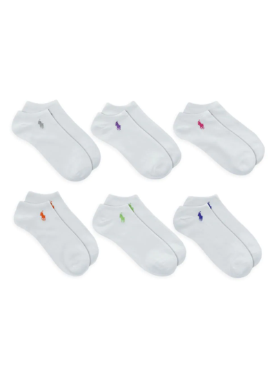 Shop Polo Ralph Lauren Women's 6-pack Ultra-low Flat Knit Ankle Socks Set In White