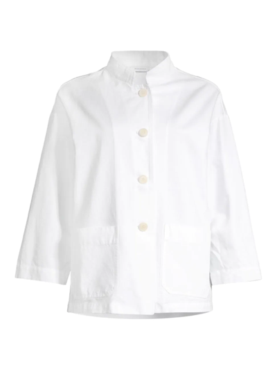 Shop Rosso35 Women's Cotton & Linen Button-front Jacket In Optic White