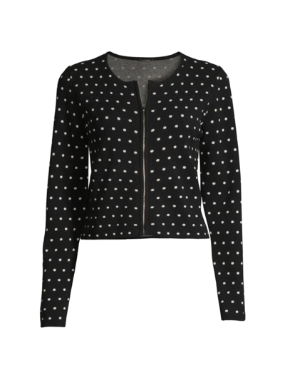 Shop Elie Tahari Women's Cropped Jacquard Dotted Jacket In Black White