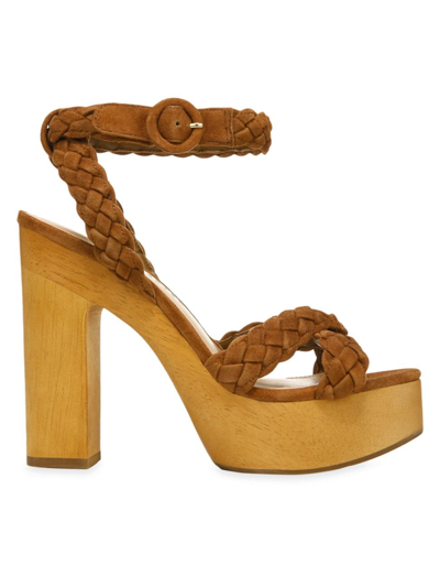 Shop Veronica Beard Women's Gael Suede Braided Ankle-strap Platform Sandals In Hazelwood