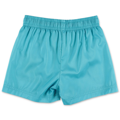 Shop Moschino Shorts Da Mare Azzurri In Nylon In Azzurro