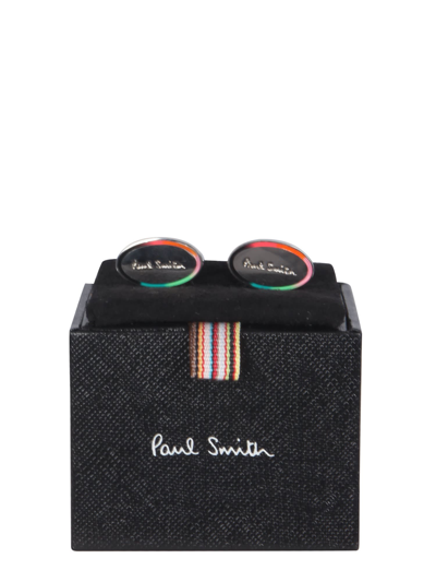 Shop Paul Smith Oval Cufflinks With Logo In Multicolor