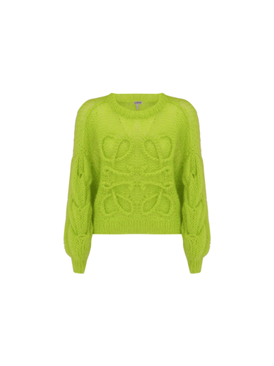 Shop Loewe Angram Mohair Sweater In Neon Yellow