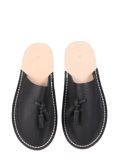 Shop Hender Scheme Leather Slippers In Nero