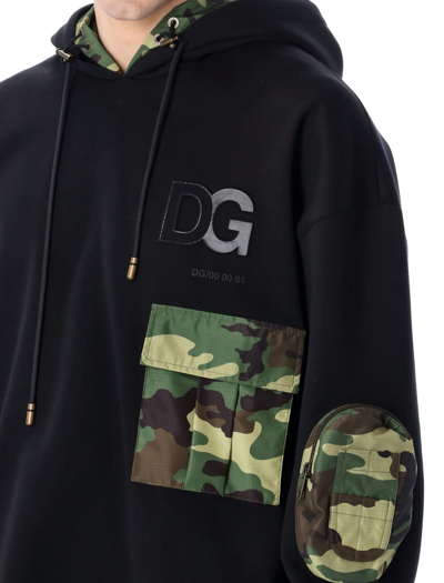 Shop Dolce & Gabbana Hoodie With Camouflage-print Details In Black Camouflage