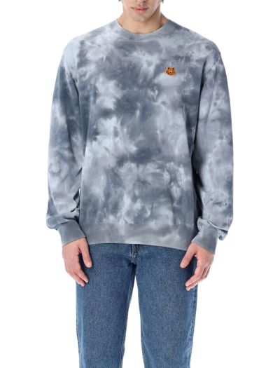 Shop Kenzo Tiger Crest Tie Dye Jumper In Grey Tye Die