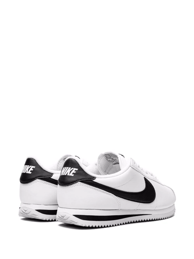 Shop Nike Cortez Basic "white/black/metallic Silver" Leather Sneakers