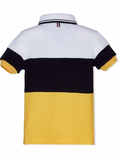 Shop Lapin House Embroidered-logo Colourblock Polo Shirt In Yellow