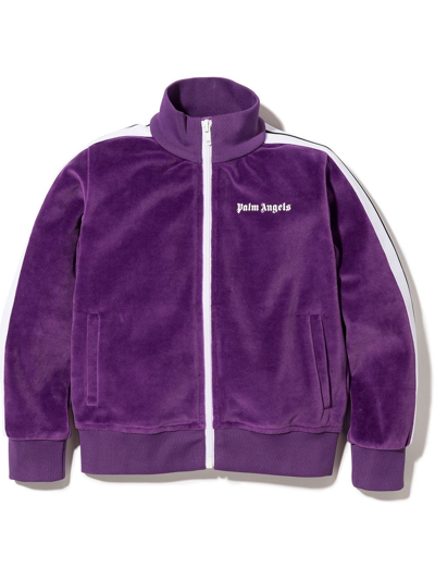 Shop Palm Angels Side-stripe Track Jacket In Purple