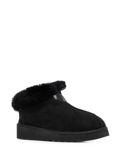Shop Grenson Shearling Logo-patch Boot Slippers In Black